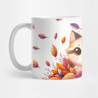 A Cute cat in a pile of leaves Mug